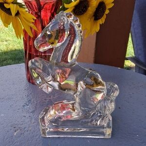 Source Unknown Clear Glass Horse Sculpture